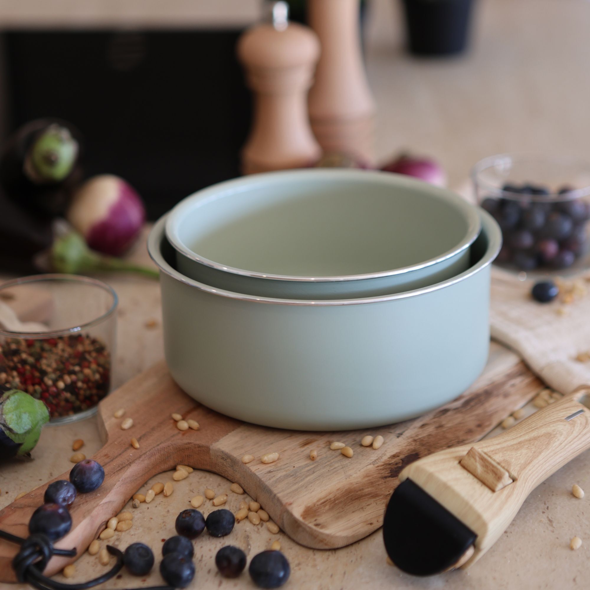 Lot de 2 casseroles céladon revêtement céramique - Tous feux COLORAMA