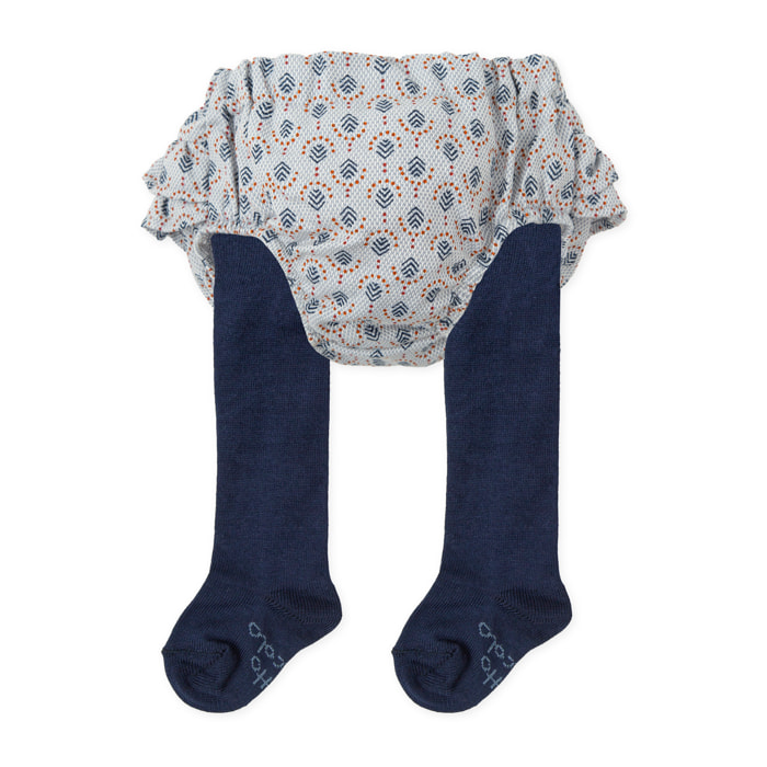 Pantalon bombacho y leotardos . - Azul