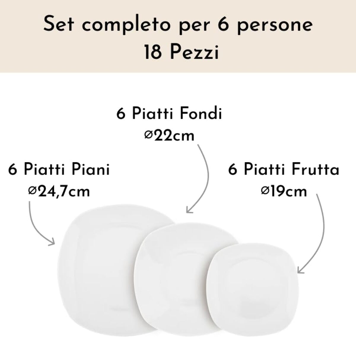 Set 6 piatti fondi Ala in porcellana