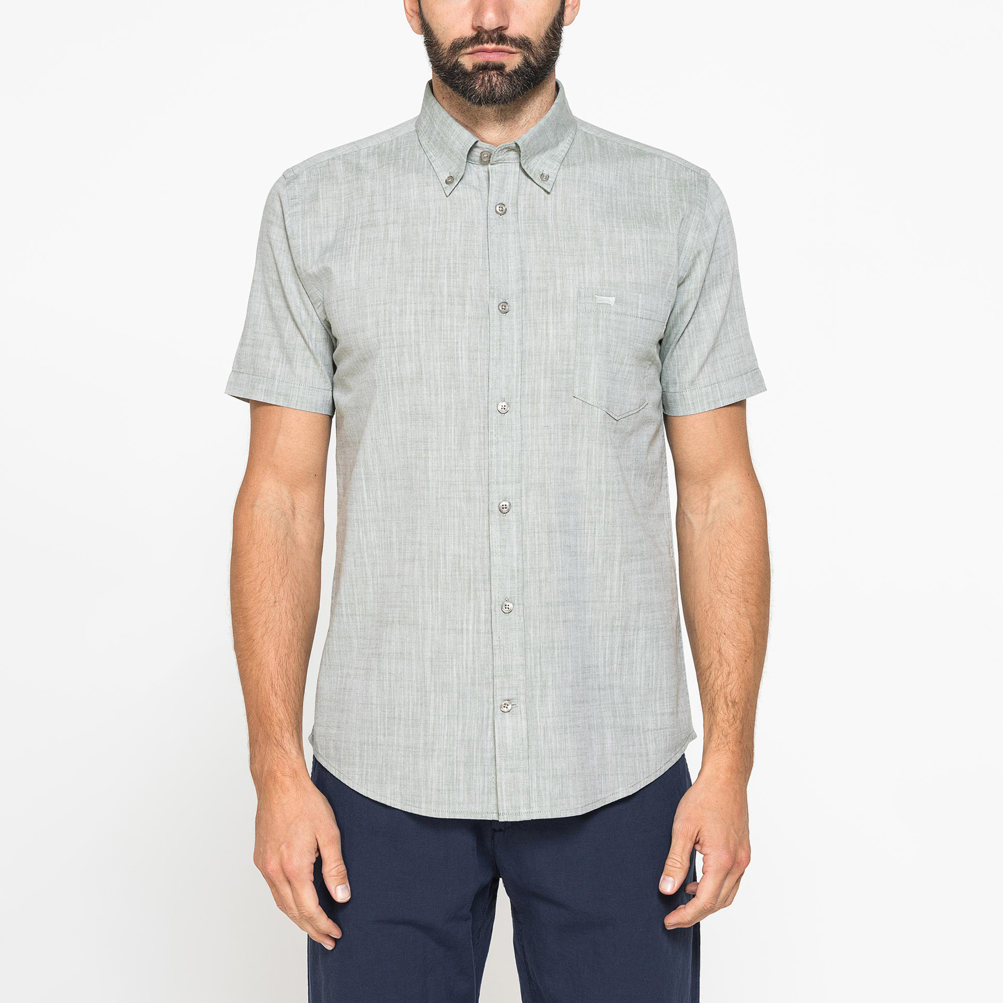 CAMICIA IN COTONE FIAMMATO EFFETTO LINO