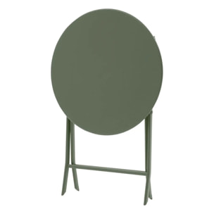 Table de jardin pliante ronde Greensboro vert olive 2 places en acier