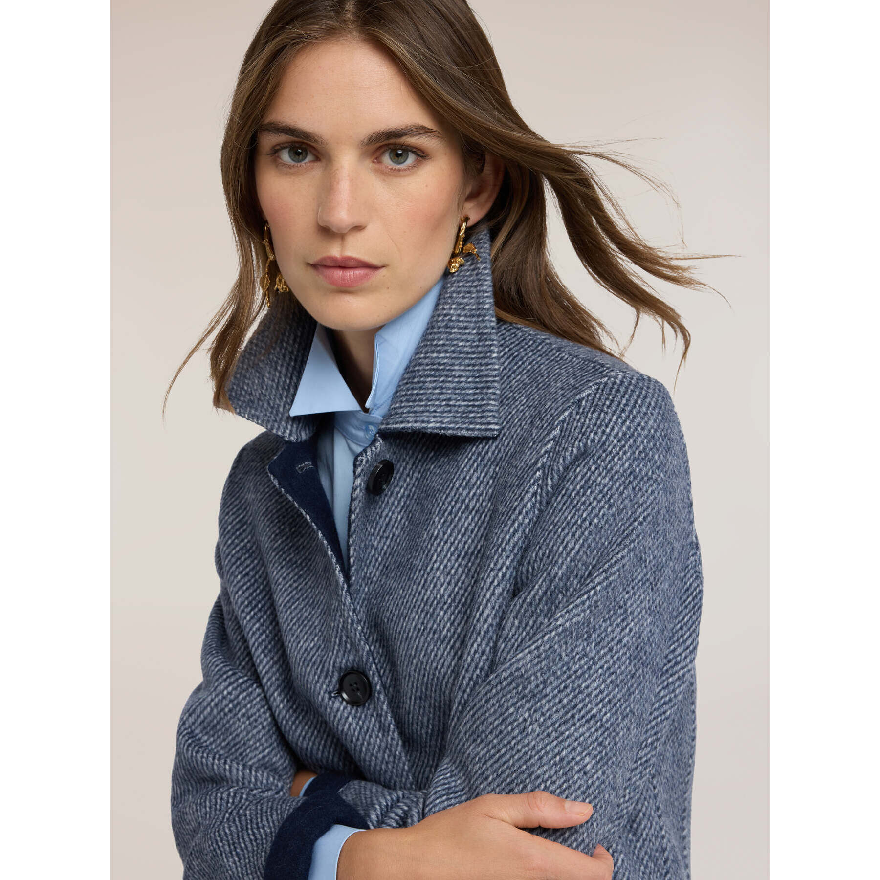 Motivi - Abrigo reversible en mezcla de lana doble - Azul