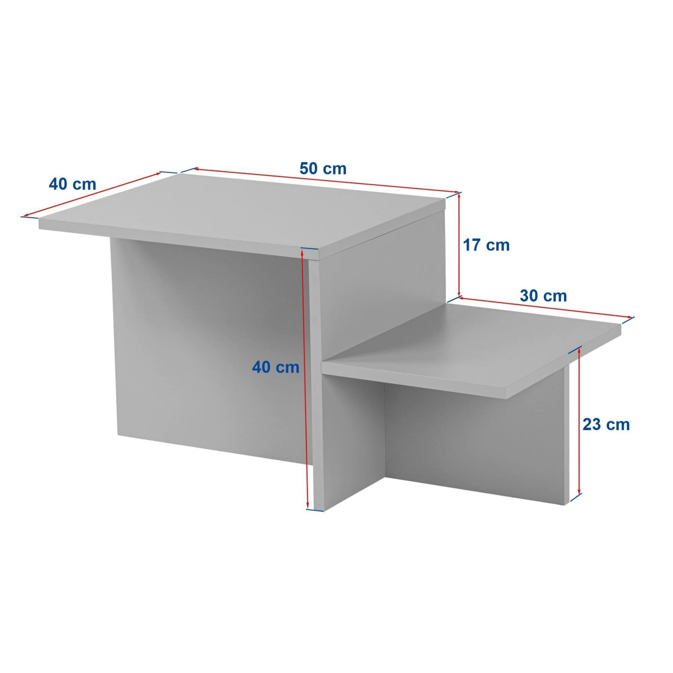 Table basse moderne effet marbre blanc - 2 niveaux MARFA