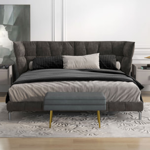 Baúl de Almacenaje para Dormitorio 30L Puff Almacenaje Tapizado en Terciopelo Banco de Almacenaje Desmontable con Patas de Acero para Entrada Salón 79,5x37,5x43 cm Gris Oscuro