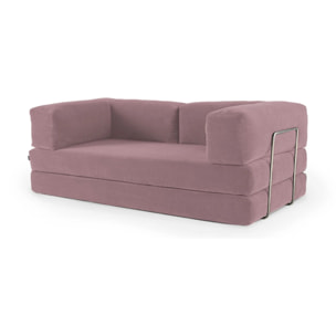 TRENDY - Canapé compressé 3 places modulable en velours côtelé rose