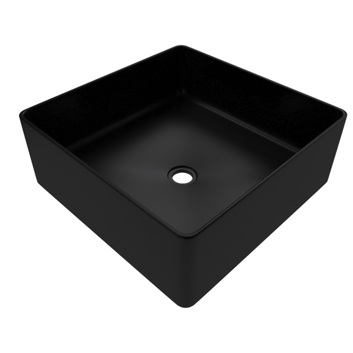 Vasque à poser rectangle en céramique noire - 36.5x36.5x10.7cm - SQUARISH DARK