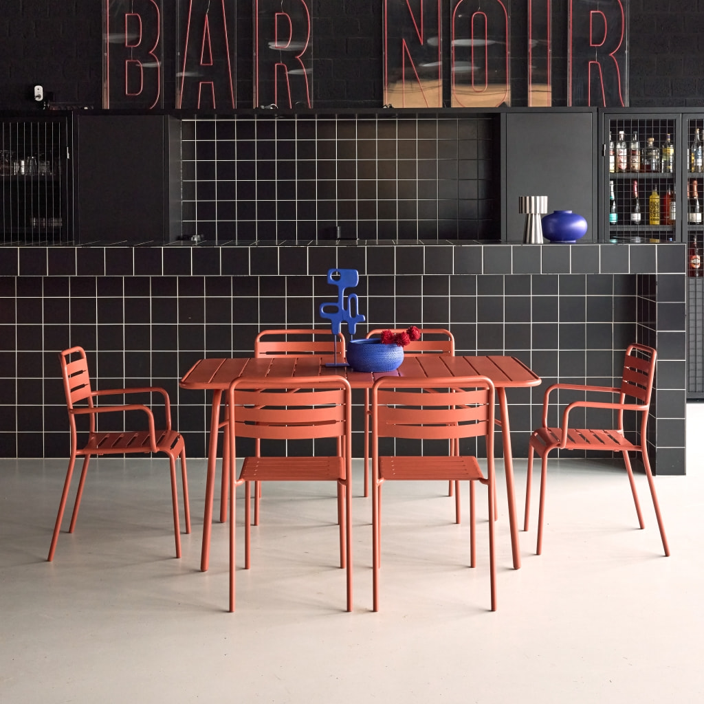 Table de jardin pliante métal + 6 assises AMÉLIA