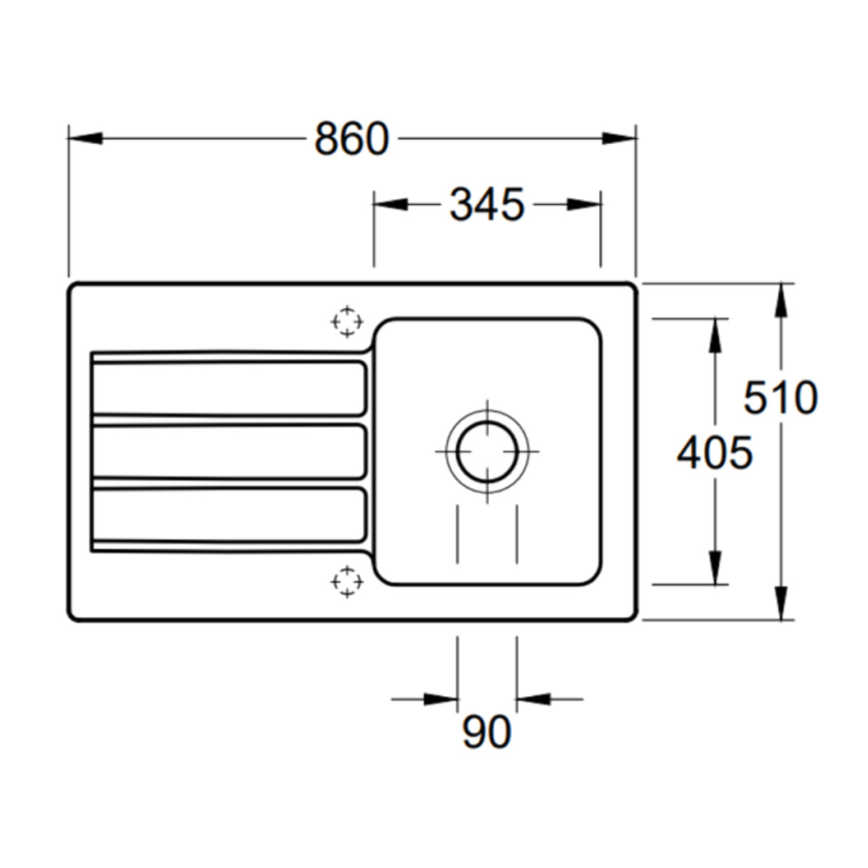 Evier 1 bac Siluet 50 Blanc CeramicPlus