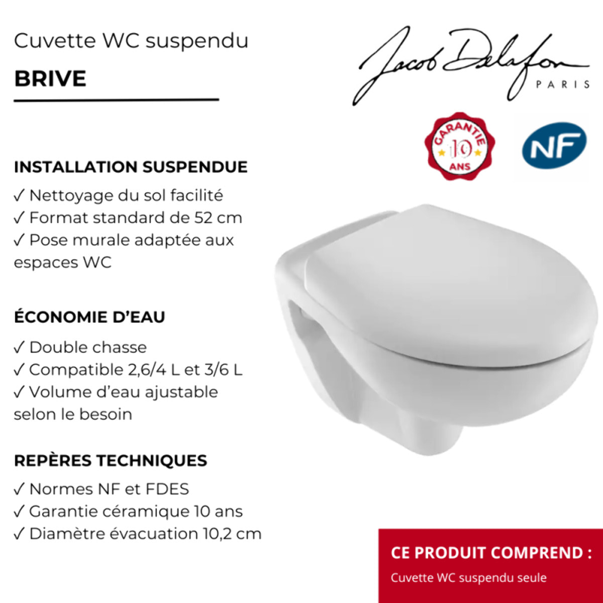 Cuvette WC suspendu Brive