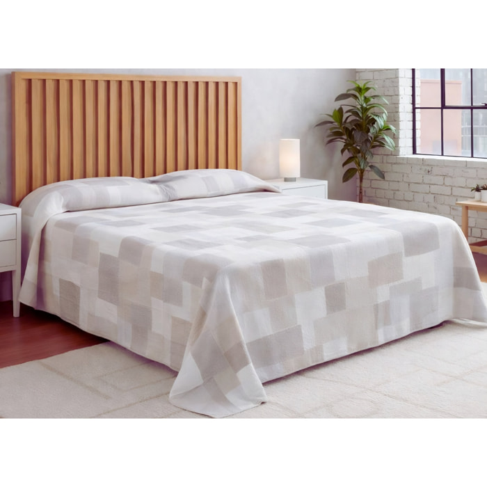 Copriletto Piquet 100% Cotone Made in Italy Fantasia Geometrica Disegno Brick Beige
