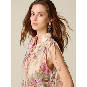 Oltre - Camicia senza maniche fantasia - Rosa