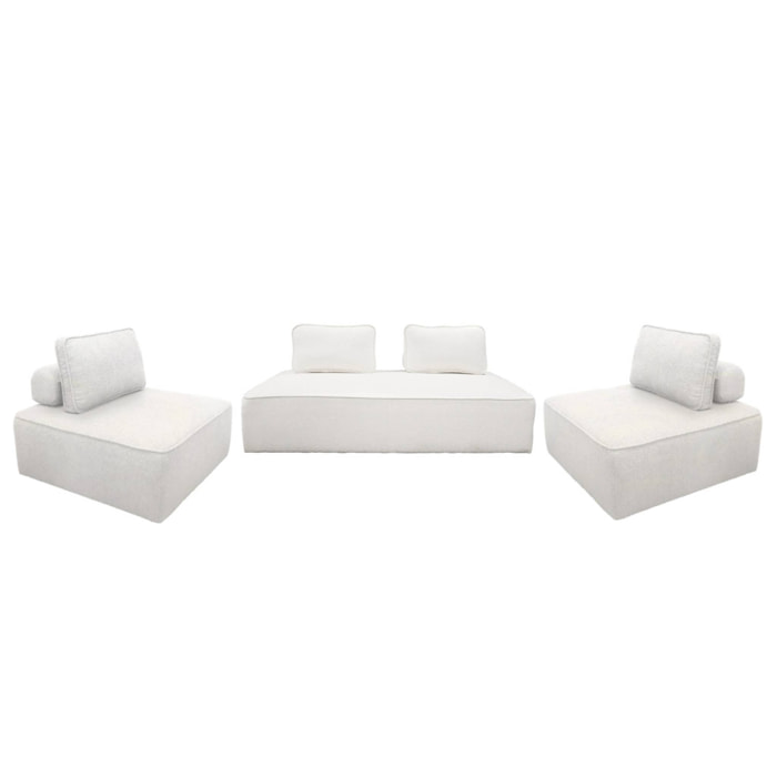Ensemble chauffeuses pour canapé modulable 4 places bouclette crème - Bao
