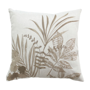 Coussin carré motif nature - Ecru