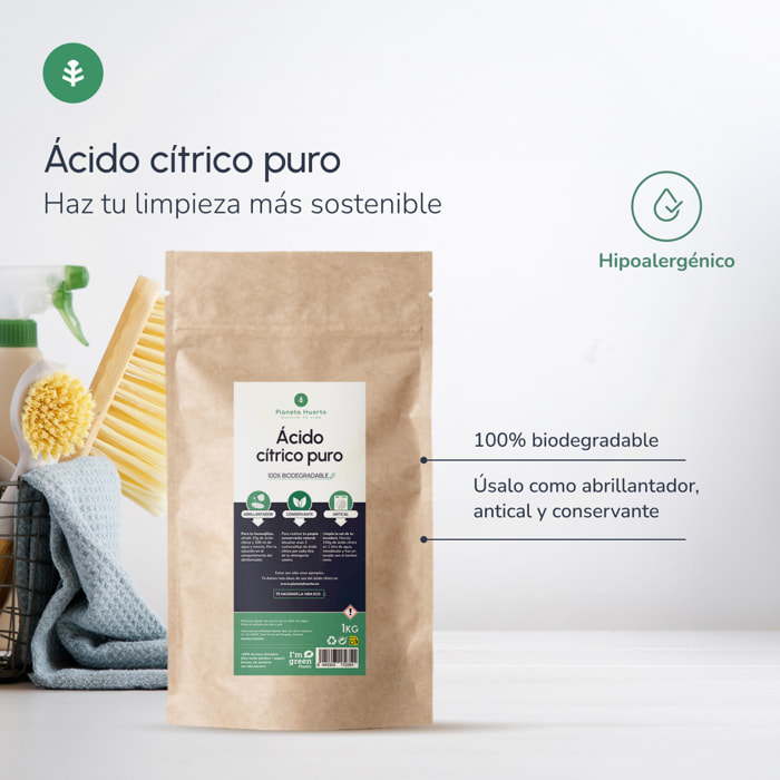 PLANETA HUERTO | Pack 3x Ácido Cítrico Puro Anhidro 2.5 Kg - Solución Biodegradable y Natural para Uso Doméstico y Cosmética DIY