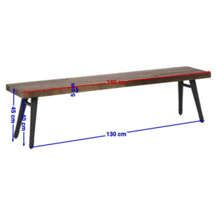 Banc de table bois recyclé piètement noir 140 cm ADÉLAÏDE