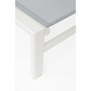 Lettino reclinabile SKIPPER NEW in alluminio bianco e textilene grigio, con ruote