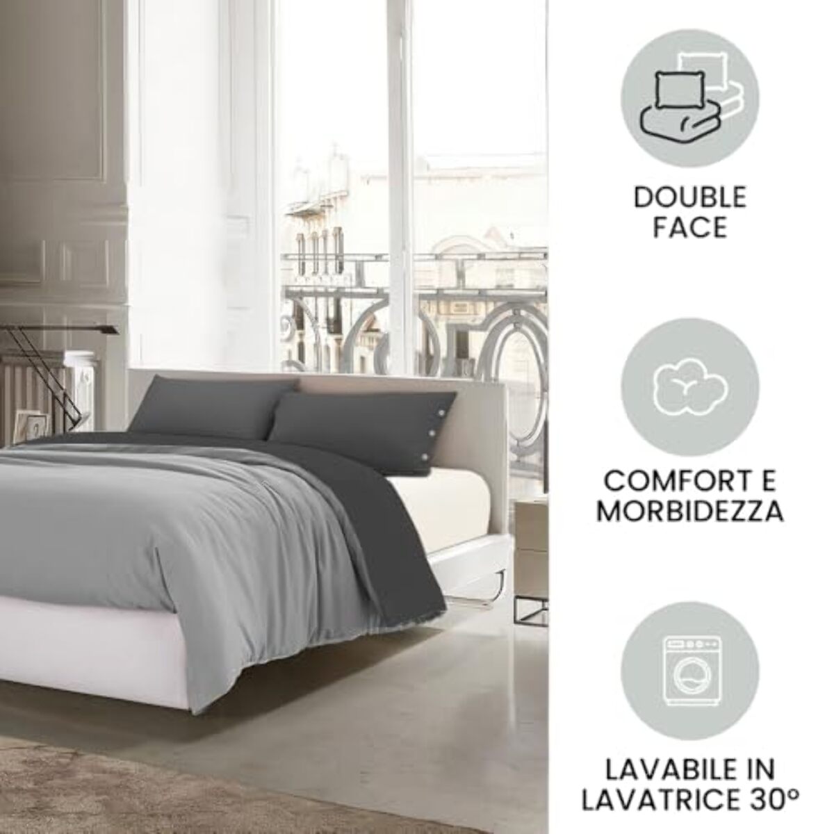 Intrecci Parure Copripiumino Bicolore 100% Cotone Singolo