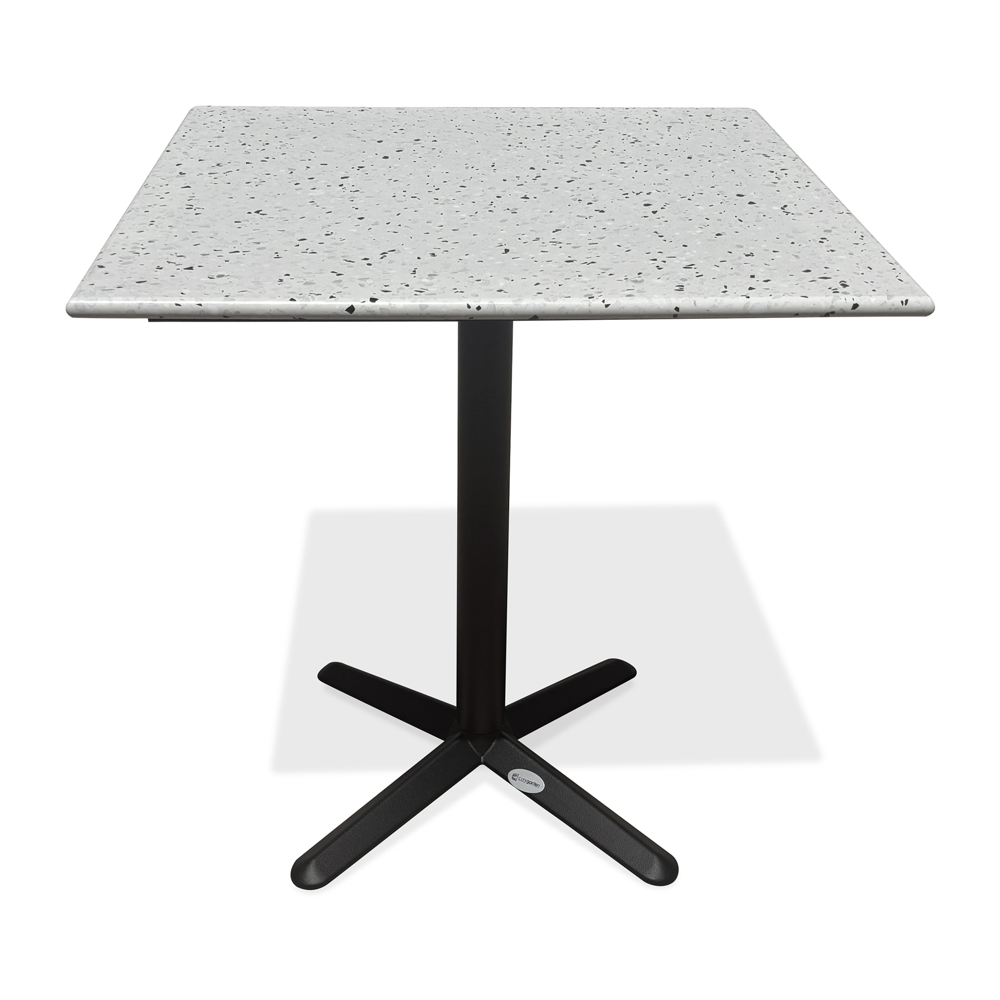 BISTRO - Table carrée de jardin en acier et plateau terrazzo