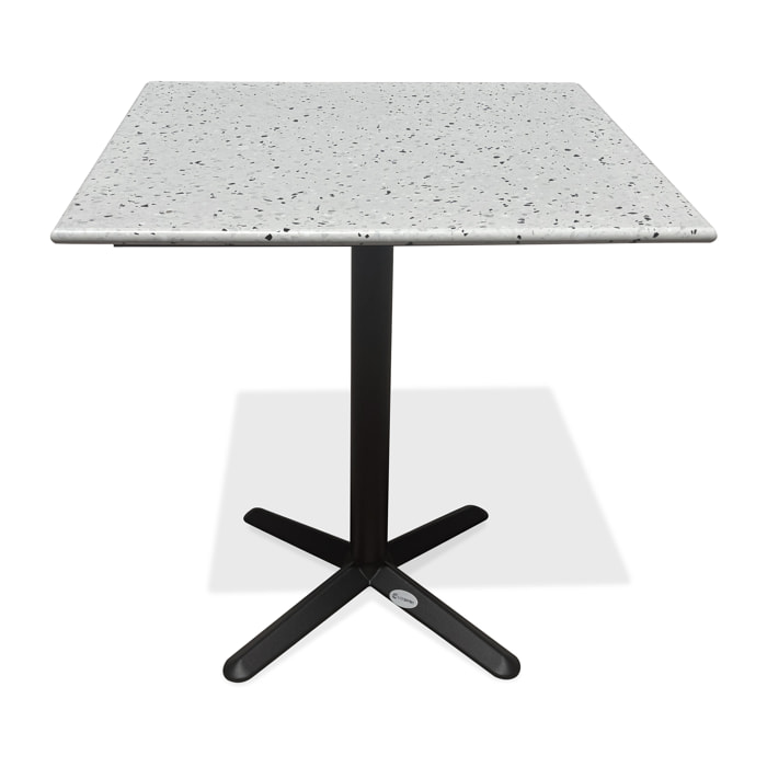 BISTRO - Table carrée de jardin en acier et plateau terrazzo