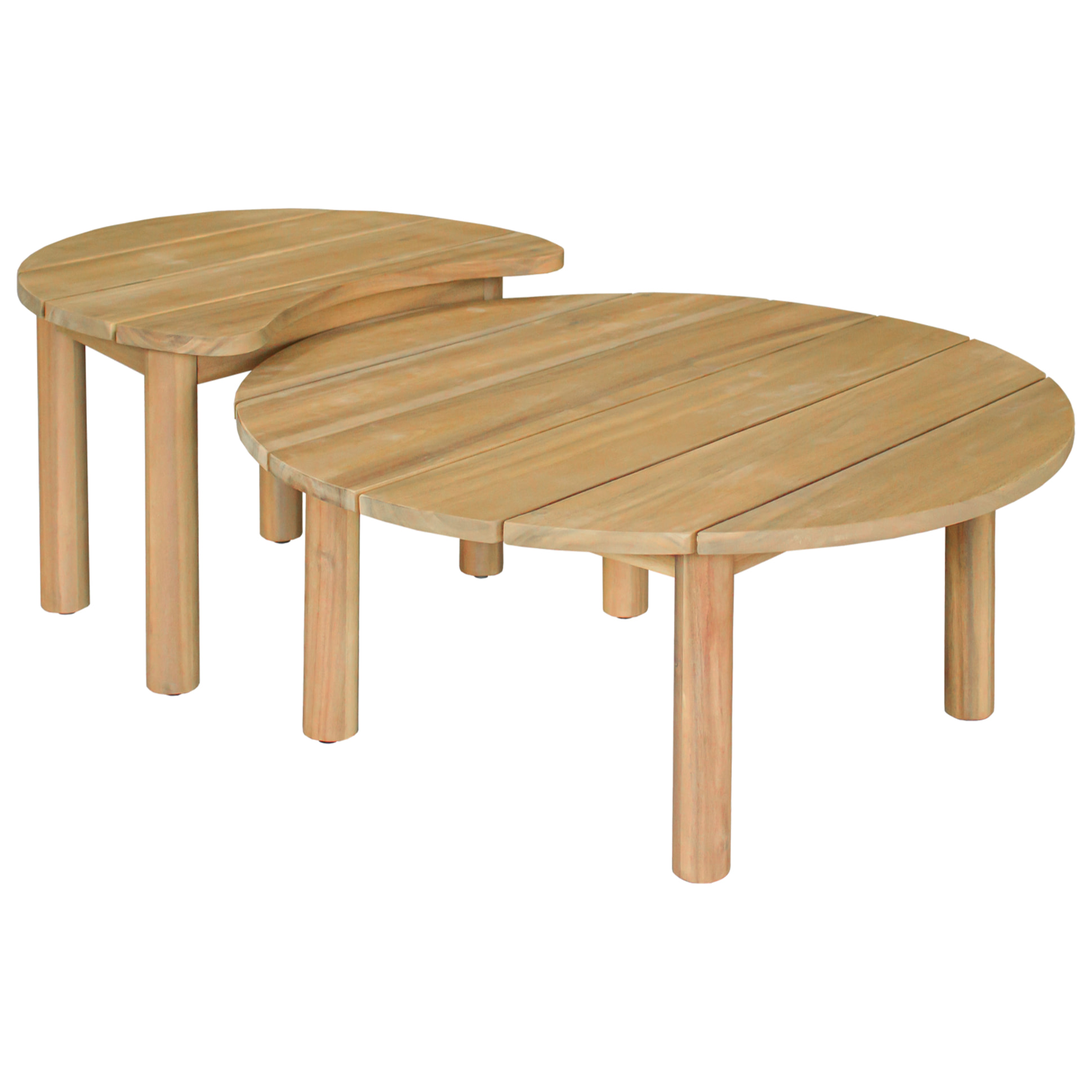 Salon de jardin 5 places en acacia et coussins beige LAGOA