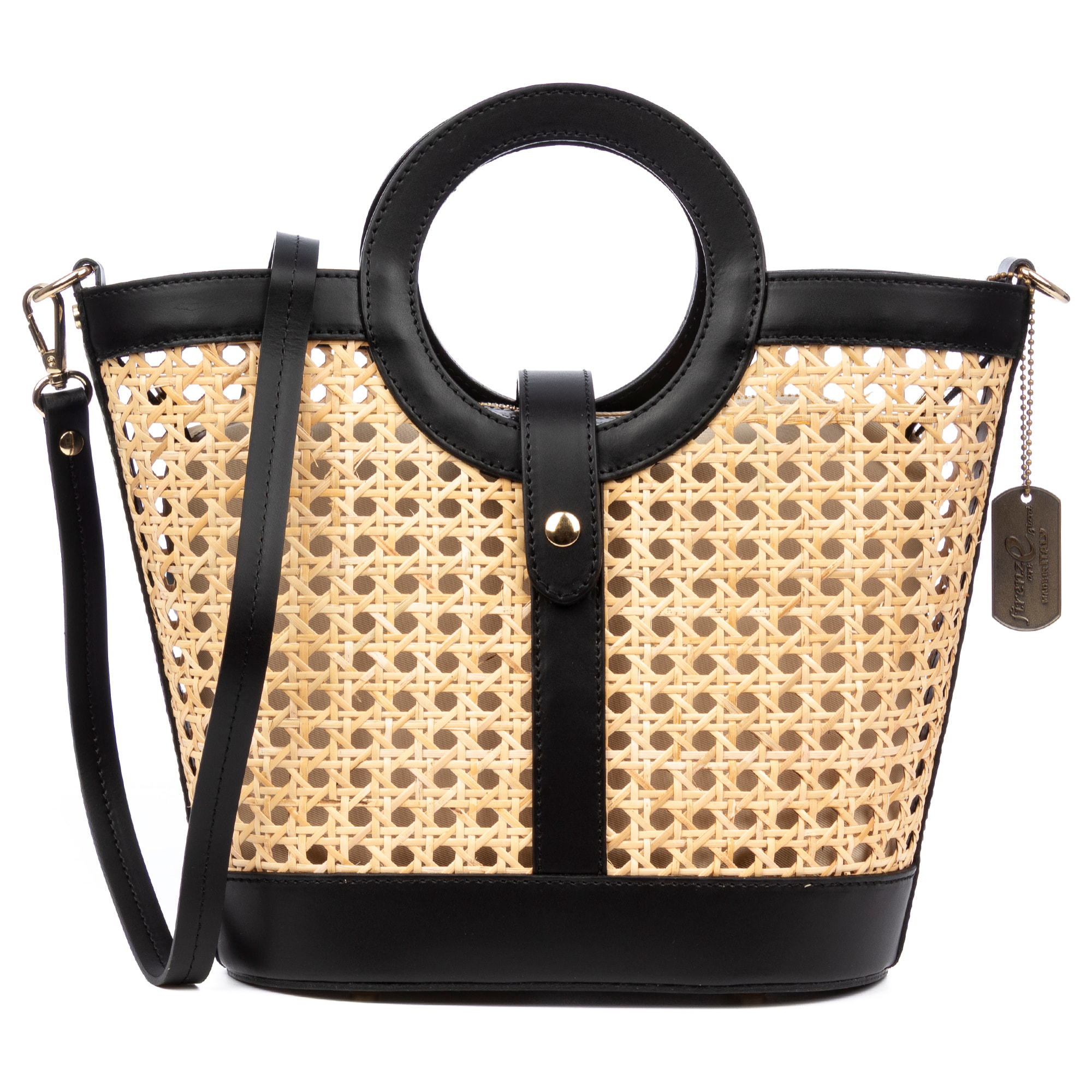 Barbarano bolso tote mujer. Piel auténtica combinada con cáñamo.