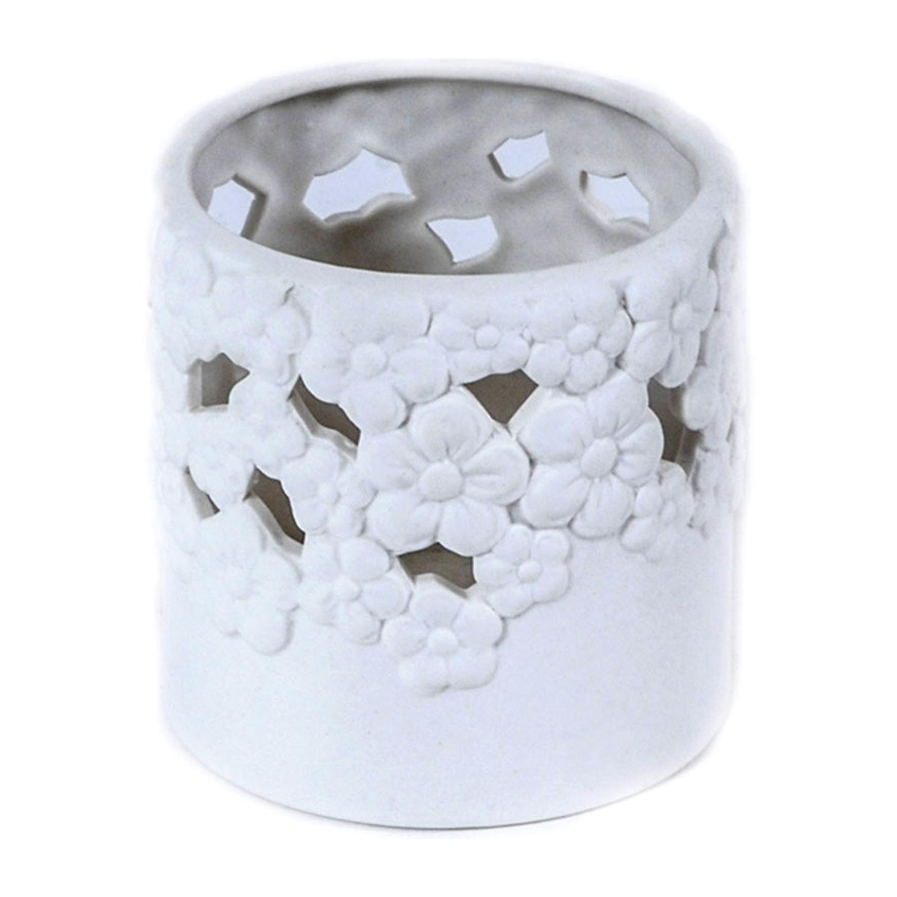 Bicchiere Portacandela In Ceramica. Altezza 8 Cm - Pezzi 6 - 8X8X8cm - Colore: Bianco - Bianchi Dino - Decori Casa E Complementi