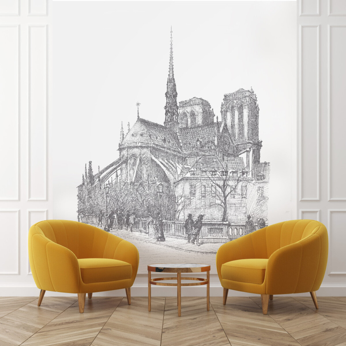 Papier peint panoramique Notre Dame - Un décor mural de 4 lés (192x270cm), créé et fabriqué en France