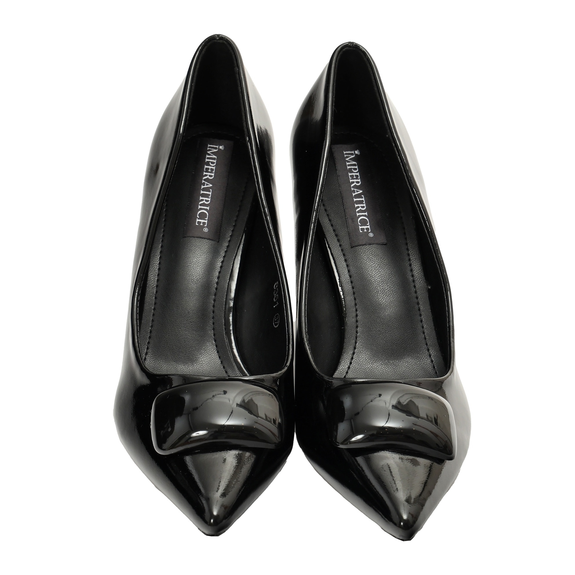 Decolletè in simil pelle verniciata con applicazione