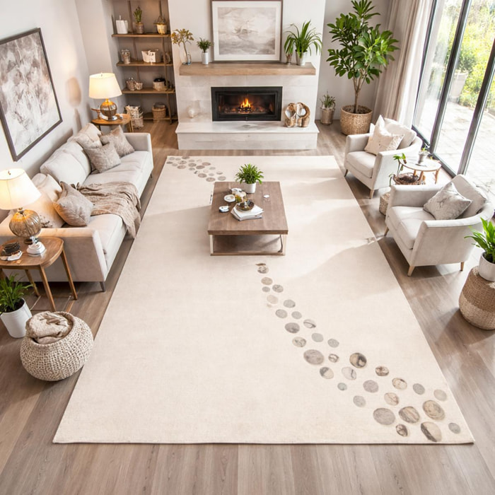 Tapis salon et chambre fait à la main en laine motif simple VODA