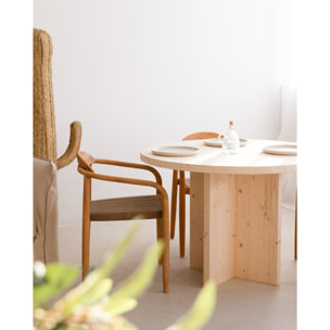 table à manger ronde en bois massif de couleur naturel de ø110 Hauteur: 75 Longueur: 110 Largeur: 110