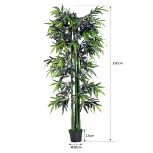 Bambou artificiel XXL 1,80H m 1105 feuilles denses réalistes pot inclus noir vert