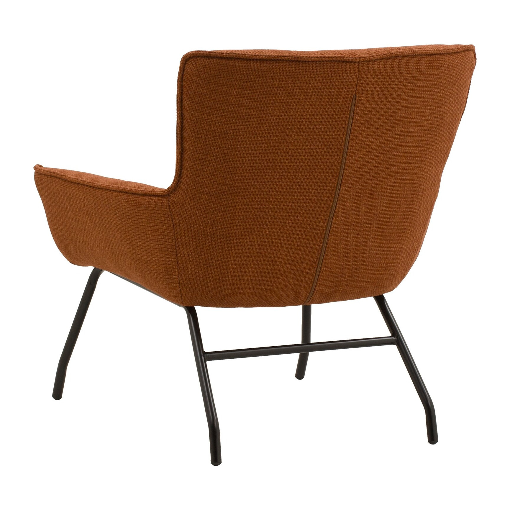 Poltrona WOOLWICH in tessuto terracotta e gambe in metallo nero