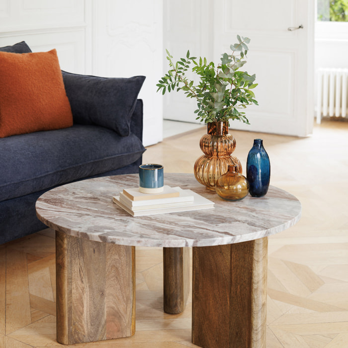 Table basse - marbre et manguier