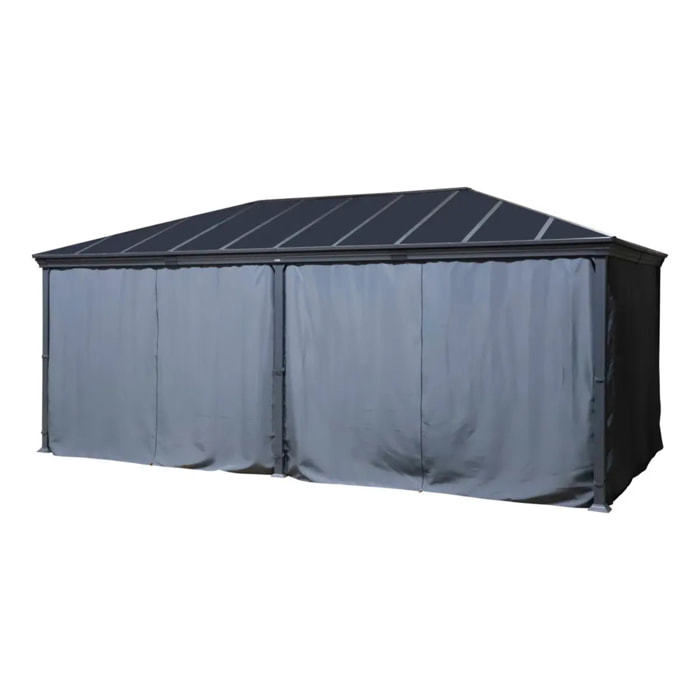 Rideau pour Pergola autoportante Belize 6x3,6 m gris ardoise