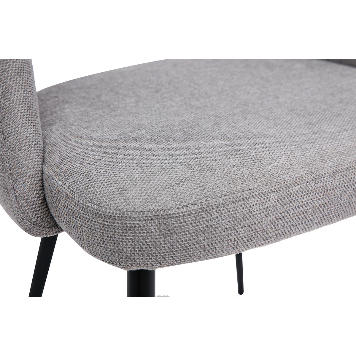 Chaises vintage en tissu effet velours texturé gris et métal noir (lot de 2) COSETTE