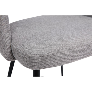 Chaises vintage en tissu effet velours texturé gris et métal noir (lot de 2) COSETTE