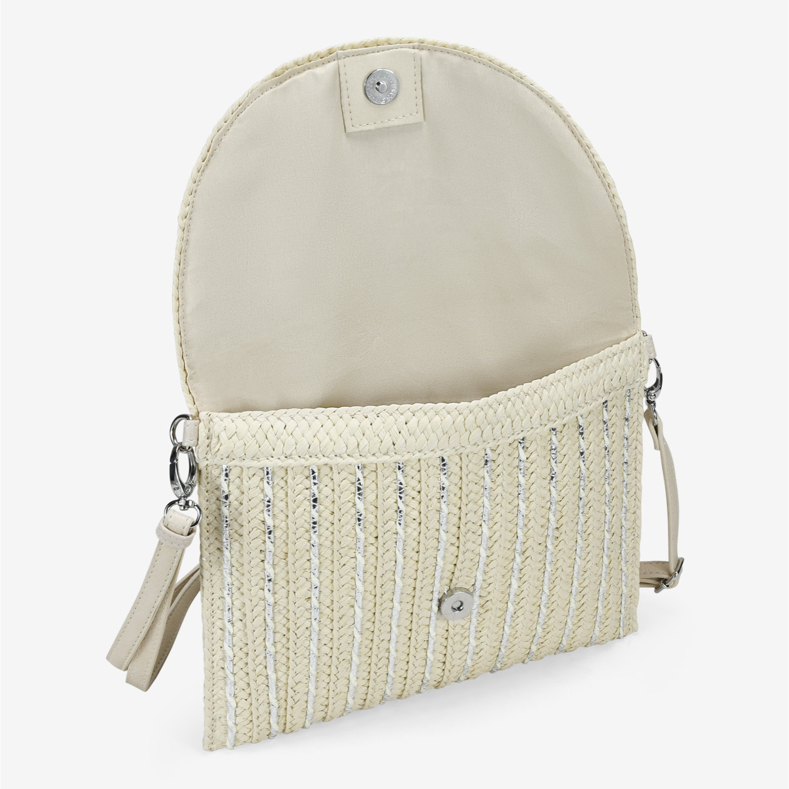 Bolso de mano beige con solapa