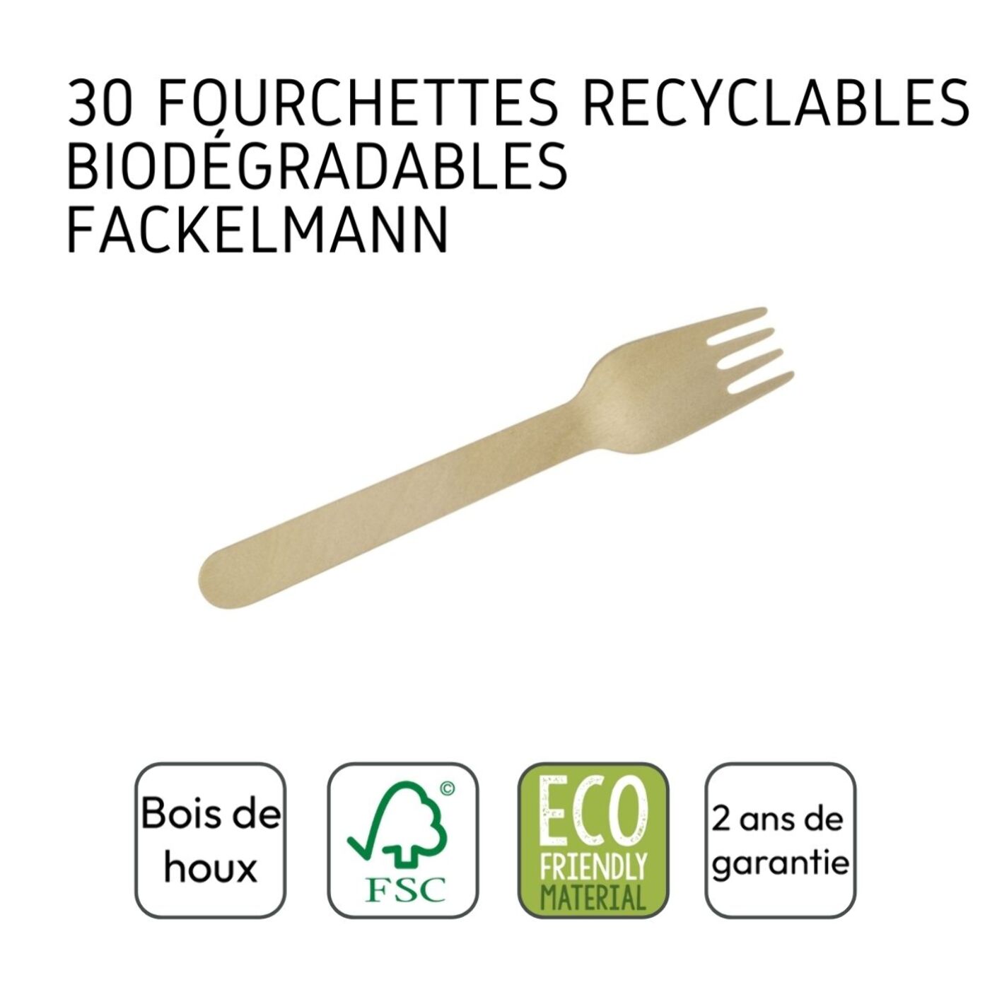 Ensemble de 60 fourchettes en bois jetables 16 cm Fackelmann Move