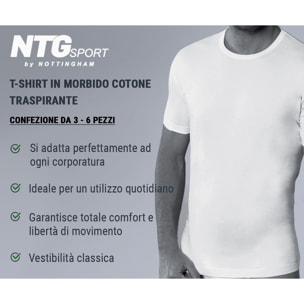 3 T-Shirt Uomo 100% Cotone NOTTINGHAM, Art. TM700 Girocollo