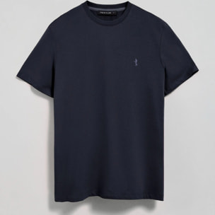 Maglietta blu marino basic a girocollo e ricamo Rigby Best