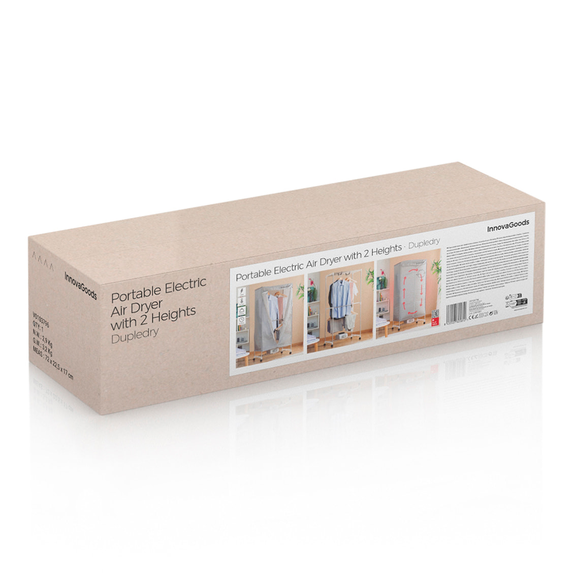 Asciugatrice elettrica portatile a 2 altezze 1000W - acciaio inossidabile - grigio chiaro - 70x150x