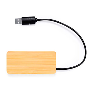 Luci a LED in bambù naturale con porta USB. 1 porta di tipo C. 2 porte USB 2.0