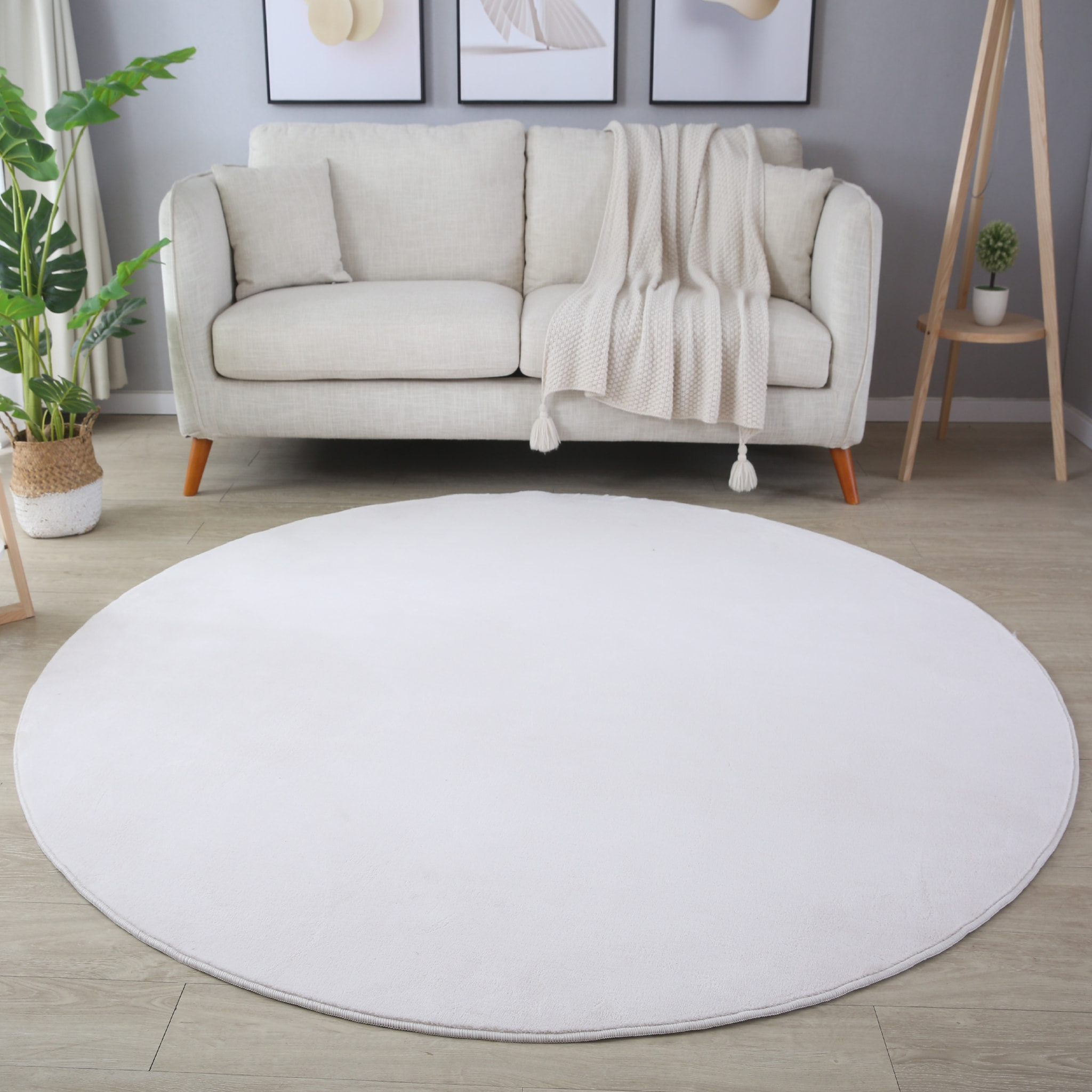 MOSCOU - Tapis rond uni Creme