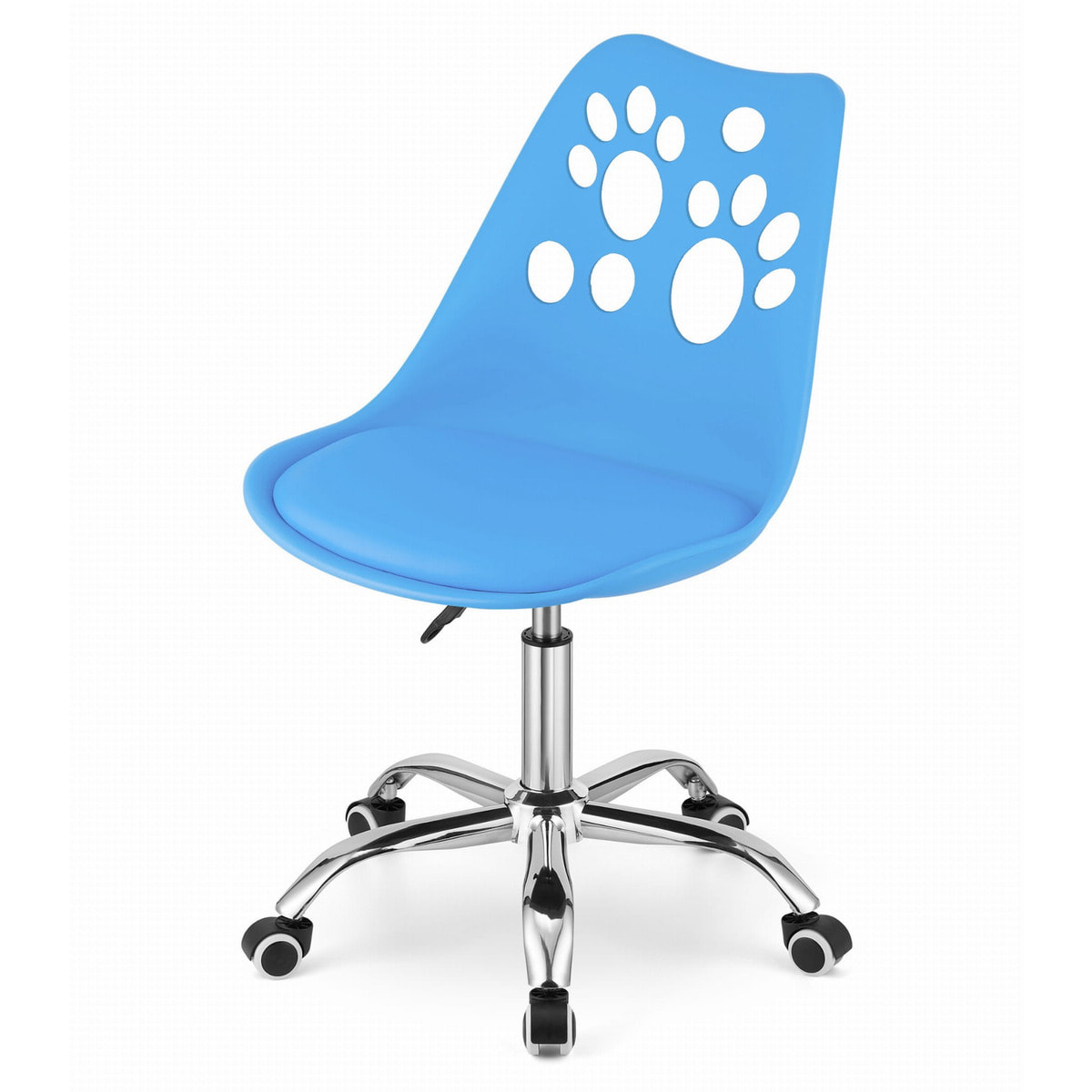 Sedia girevole PRINT blu per bambini e ragazzi con decoro a zampe