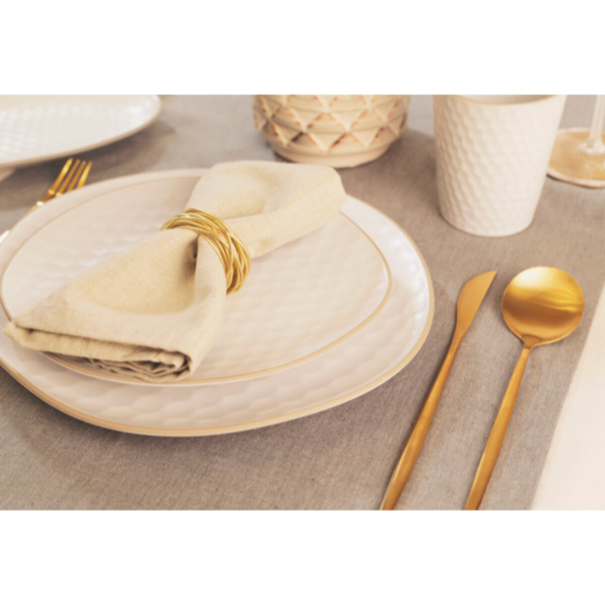 Piatto da portata ovale Impronte in stoneware