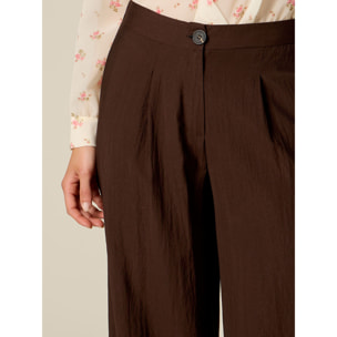 Oltre - Pantaloni palazzo misto viscosa - Marrone