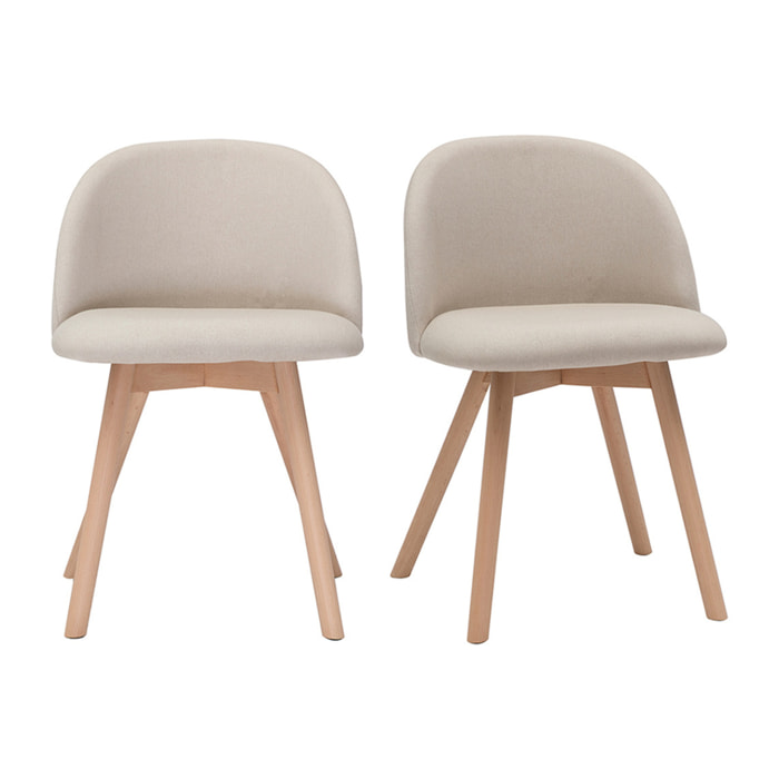 Chaises scandinaves en tissu naturel et bois clair massif (lot de 2) CELESTE
