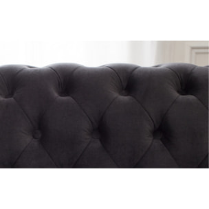 William - canapé Chesterfield d'angle réversible - 5 places - en velours - Gris foncé