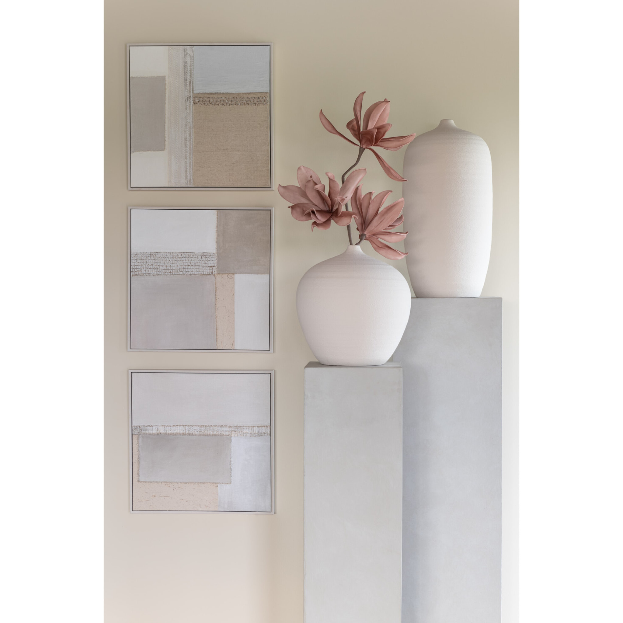 J-Line Toile Tod Canvas/Bois De Pin Mix Assortiment De 3