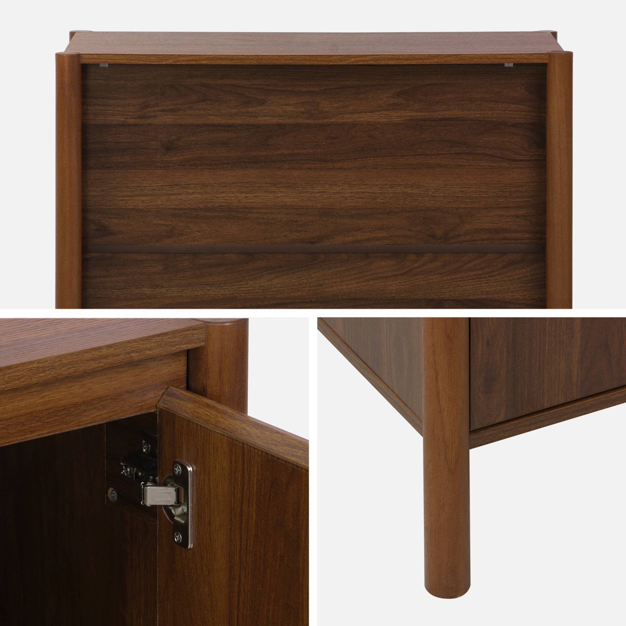 Buffet décor bois 2 portes noyer - 80 x 42 x 78.5 cm - Harmony